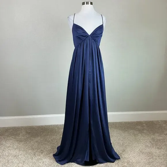 Sachin & Babi Women's Formal Dress Size 10 Blue Chiffon Long A-Line Evening Gown - Picture 2 of 12